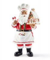 12" Red and White Polyresin Baker Santa Claus Statue