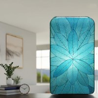 30" x 15" Sea Blue Sunbust Cocoa Leaf Table Lamp