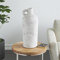 22" Distressed White Ceramic Jug Vase