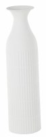 23" White Ribbed Metal Vase