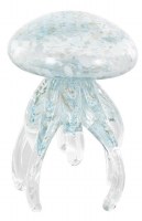 8" Blue, White, and Gold Glass Jellyfish Figurine