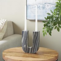 8" Gray Marble "U" Shaped Double Taper Candleholder