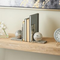 8" Gray Marble Orb Book Ends