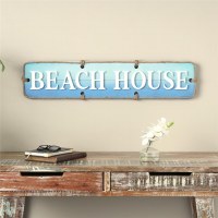 8" x 37" "Beach House" Coastal Wood Wall Art Plaque