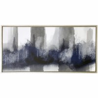 26" x 52" Dark Blue and Black Framed Abstract Canvas