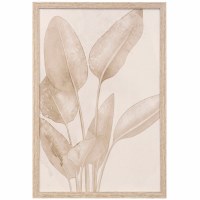 38" x 26" Taupe Tropical Leaves 1 Gel Textured Framed Coastal Print