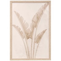 38" x 26" Taupe Tropical Leaves 2 Gel Textured Framed Coastal Print