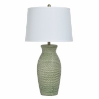 32" Green Faux Wicker Ceramic Table Lamp