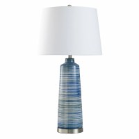 35" Blue and Green Stripes Ceramic Table Lamp