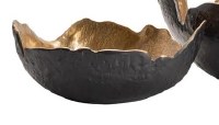 Small Round Bronze and Gold Metal Jagged Edge Bowl