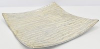 14" Sq Silver Textured Metal Decorative Tray