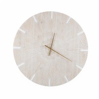 36" Round Whitewashed Ribbed Wall Clock