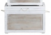 29" Distressed Beige and White Coastal Storage Trunk