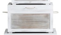 24" Distressed Beige and White Coastal Storage Trunk