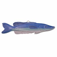 9" x 40" Blue Wood Fish Coastal Wall Art Plaque