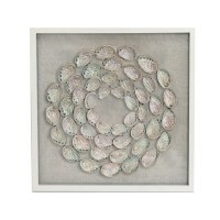 24" Sq Mother of Pearl Seashell Circle Framed Under Glass