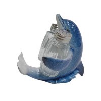 6" Blue Polyresin Coastal Dolphin Figurine Holding Salt and Pepper Shakers