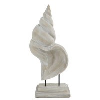 15" Distressed White Polyresin Seashell on a Base Statue