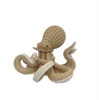 10" Beige Faux Weave Coastal Polyresin Octopus Figurine