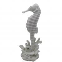 18" White Polyresin Coastal Seahorse Statue