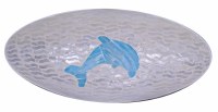 18" Oval Mosaic Dolphin Coastal Capiz Decorative Dish