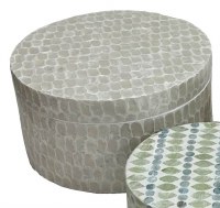 12" Round Mosaic Coastal Capiz Box