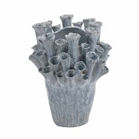 13" Light Blue Coastal Ceramic Barnacle Vase