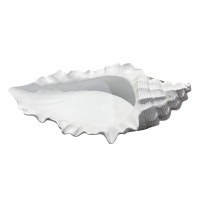 29" White Coastal Polyresin Decorative Seashell Bowl