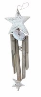 32" Distressed White Bamboo Starfish Coastal Wind Chime