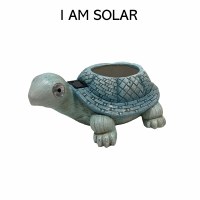 19" Blue Solar Light Turtle Pot