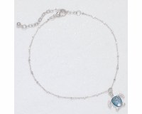 Silver Toned and Blue Sea Turtle Anklet