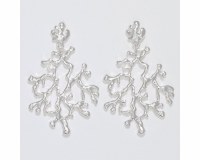 Silver Toned Coral Branch Earrings