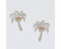 Silver and Gold Toned Palm Tree Earrings