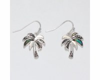 Silver Toned and Abalone Palm Tree Earrings