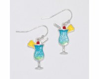 Silver Toned and Multicolor Tropical Drinks Earrings