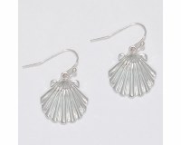 Silver Toned Scallop Shell Earrings