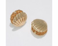 Gold Toned Scallop Shell Huggies Earrings