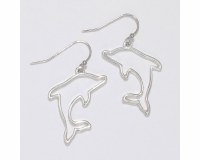 Silver Toned Cutout Dolphin Earrings