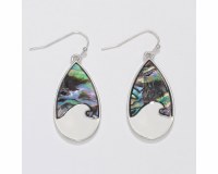 Silver Toned and Abalone Wave Earrings