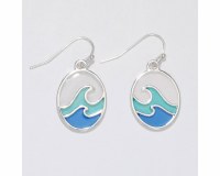 Silver Toned and Blue Wave Earrings