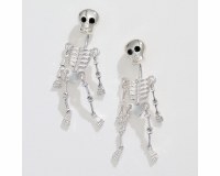 Silver Toned Skeleton Earrings