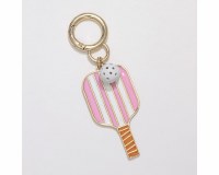 Gold Toned and Pink Pickleball Paddle and Ball Bag Charm