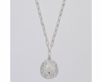 Textured Silver Toned Sand Dollar Necklace