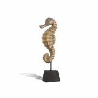 23" Natural Wood Seahorse on a Black Base Sculpture