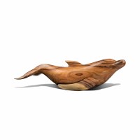 40" Natural Wood Dolphin Sculpture