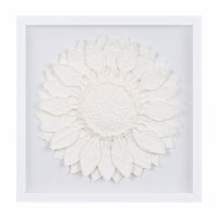 16" Sq White Open Center Paper Flower Framed Under Glass