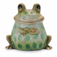 7" Green Dots Ceramic Frog Figurine