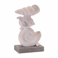 8" Whitewashed Cone Shell at the Top of the Stack Coastal Polyresin Statue