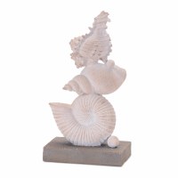 8" Whitewashed Murex Shell at the Top of the Stack Coastal Polyresin Statue