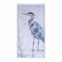 25" x 13" Heron With a High Back Standing in the Water Coastal Gel Textured Framed Print